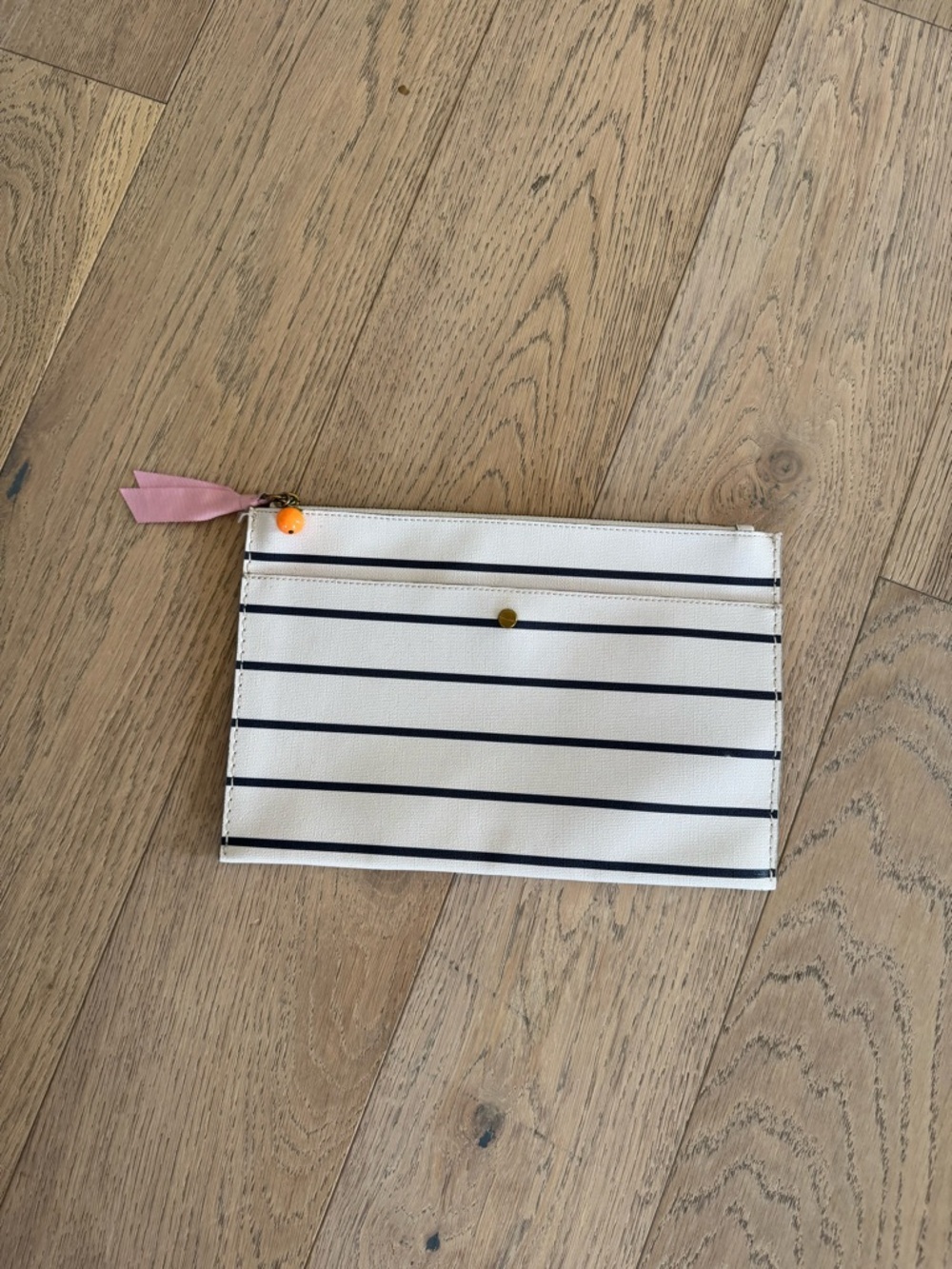 J. Crew Stripe Pouch White Blue
